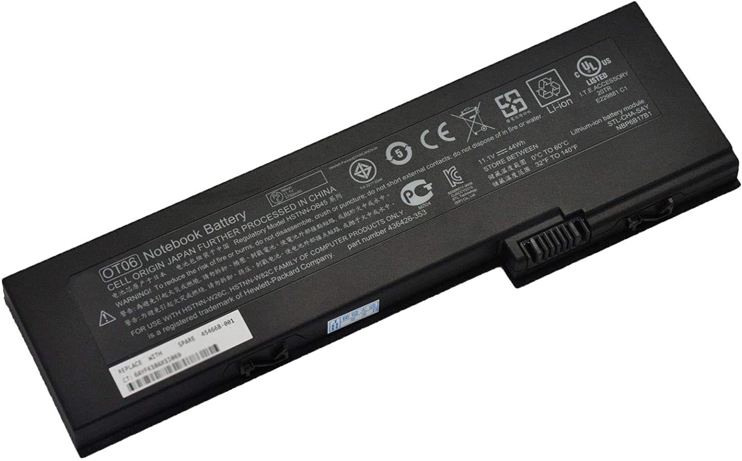 HP OT06XL 39Wh 6-cell replacement laptop battery for HP EliteBook 2730p 2740p and 2760p