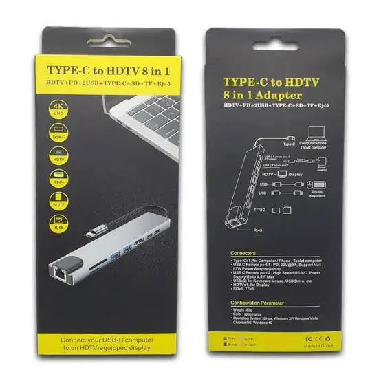 USB Type-C 8-in-1 multiport adapter with HDMI Ethernet USB and card reader ports in Kenya