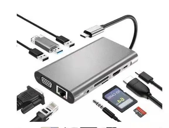USB Type-C to HDTV 10-in-1 multifunction USB hub with HDMI USB Ethernet and card reader ports in Kenya
