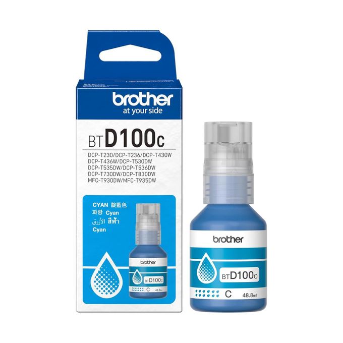 Brother BTD100C genuine cyan ink bottle for compatible Brother ink tank printers