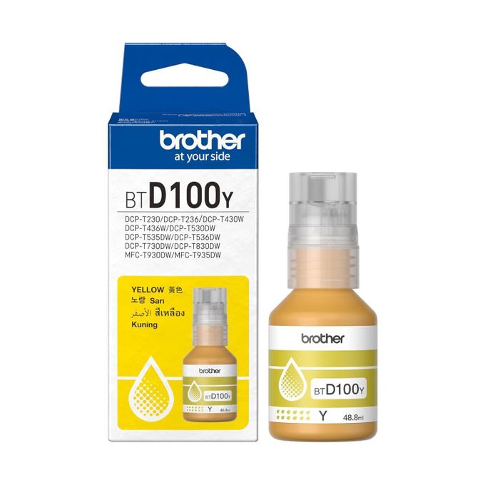 Brother Genuine BTD100Y yellow ink bottle for compatible Brother ink tank printers